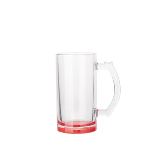 Clear Glass Beer Mug(16oz/480ml,Sublimation Blank,Red)