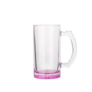 Clear Glass Beer Mug(16oz/480ml,Sublimation Blank,Rose Red)
