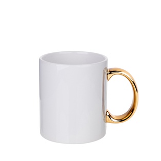 11oz Plated Ceramic Mug (Gold Handle)