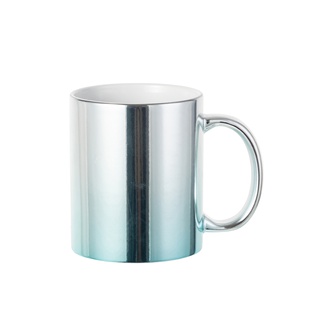 11oz Gradient Light Blue/Silver Plated Ceramic Mug