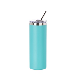 20oz/600ml Stainless Steel Tumbler with Straw & Lid (Powder Coated, Mint Green)
