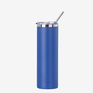 30oz/900ml Stainless Steel Tumbler with Straw & Lid (Powder Coated, Dark Blue)