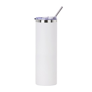 30oz/900ml Stainless Steel Tumbler with Straw & Lid (Powder Coated, White)