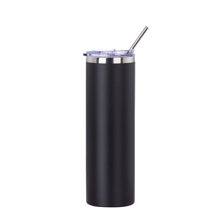 30oz/900ml Stainless Steel Tumbler with Straw & Lid (Powder Coated, Black)