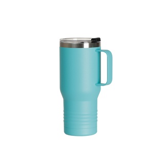 22oz/650ml Stainless Steel Tumbler with Handle w/ Ringneck Grip (Powder Coated, Mint Green)