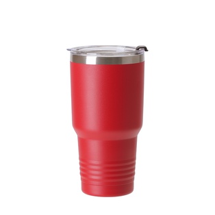 30oz/900ml Stainless Steel Tumbler w/ Ringneck Grip (Powder Coated, Red)
