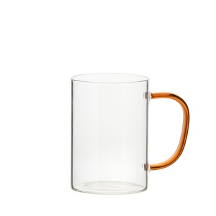 12oz/360ml Glass Mug w/ Red Handle(Clear)