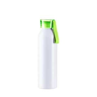 22oz/650ml Portable Sports Slim Aluminum bottle With Light Green Cap(White)