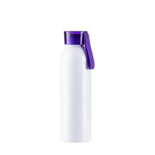 22oz/650ml Portable Sports Slim Aluminum bottle With Purple Cap(White)