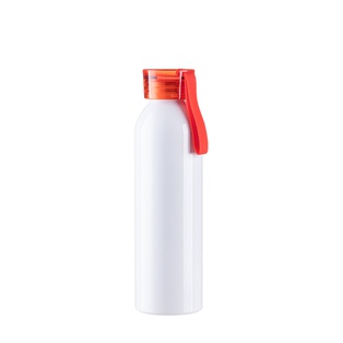 22oz/650ml Portable Sports Slim Aluminum bottle With Red Cap(White)