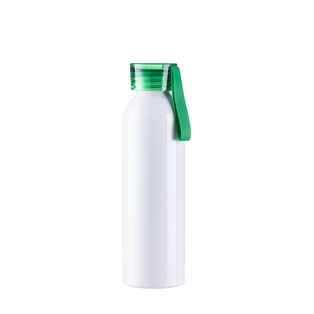 22oz/650ml Portable Sports Slim Aluminum bottle With Green Cap(White)