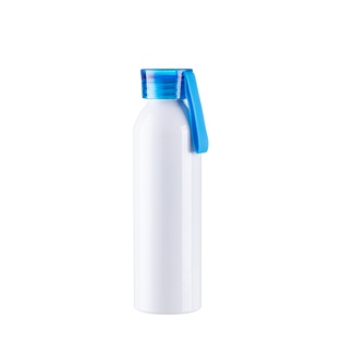22oz/650ml Portable Sports Slim Aluminum bottle With Blue Cap(White)