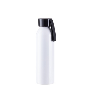 22oz/650ml Portable Sports Slim Aluminum bottle With Black Cap(White)